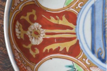 アンティーク雑貨　古民具・骨董　幕末明治期　色絵錦手六寸皿(伊万里)2枚セット(1)