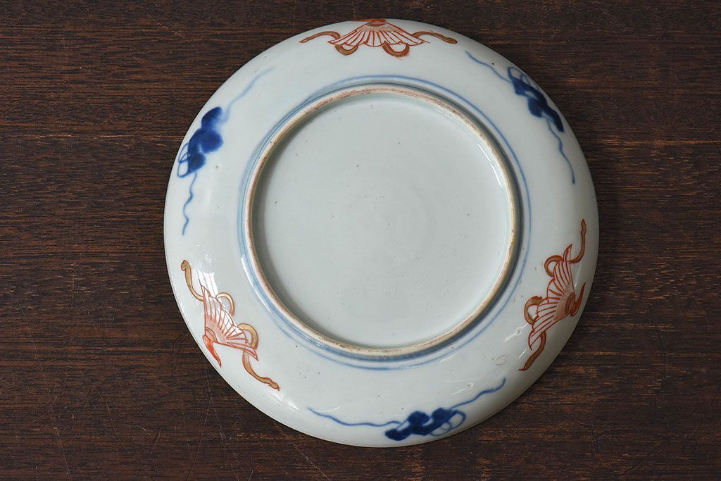 アンティーク雑貨　古民具・骨董　幕末明治期　色絵錦手六寸皿(伊万里)2枚セット(1)