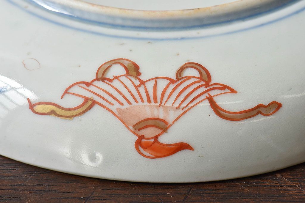 アンティーク雑貨　古民具・骨董　幕末明治期　色絵錦手六寸皿(伊万里)2枚セット(1)