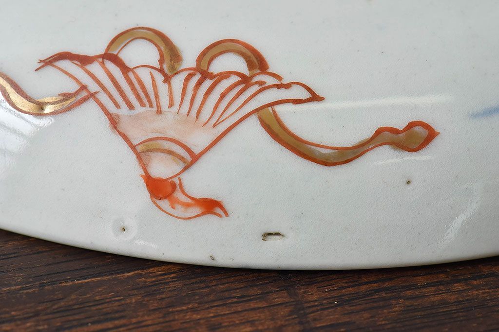 アンティーク雑貨　古民具・骨董　幕末明治期　色絵錦手六寸皿(伊万里)2枚セット(1)