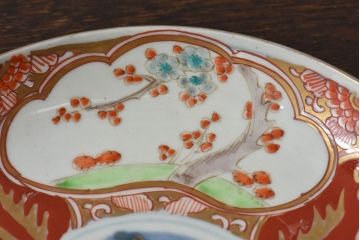 アンティーク雑貨　古民具・骨董　幕末明治期　色絵錦手六寸皿(伊万里)2枚セット(2)