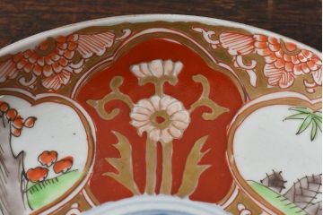 アンティーク雑貨　古民具・骨董　幕末明治期　色絵錦手六寸皿(伊万里)2枚セット(2)