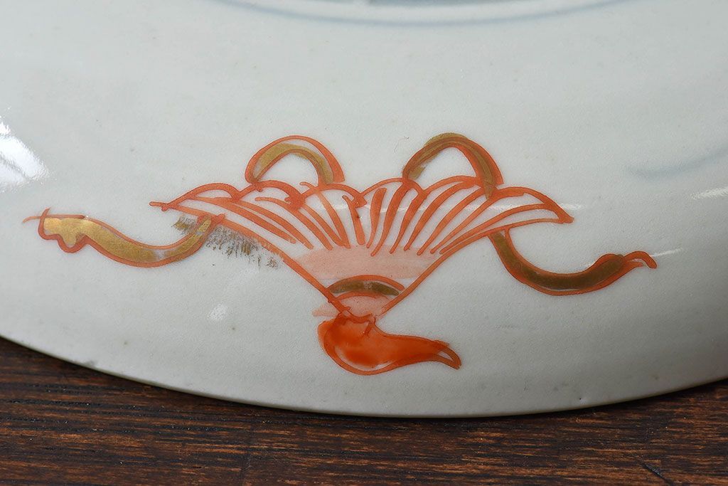 アンティーク雑貨　古民具・骨董　幕末明治期　色絵錦手六寸皿(伊万里)2枚セット(2)