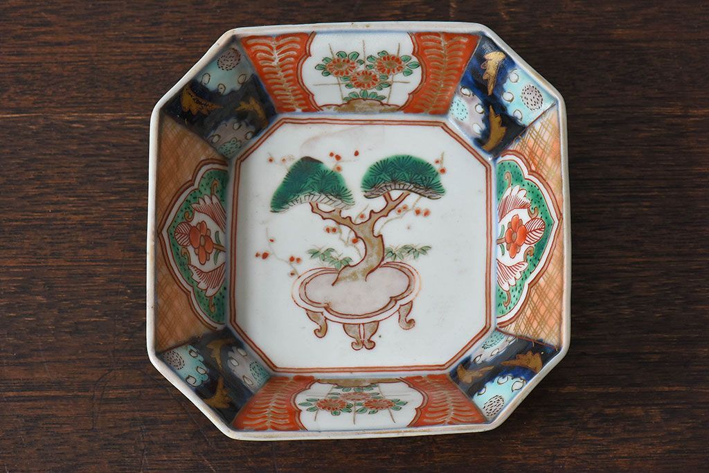 古民具・骨董　幕末明治期　色絵向付(伊万里)2枚セット