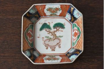 古民具・骨董　幕末明治期　色絵向付(伊万里)2枚セット