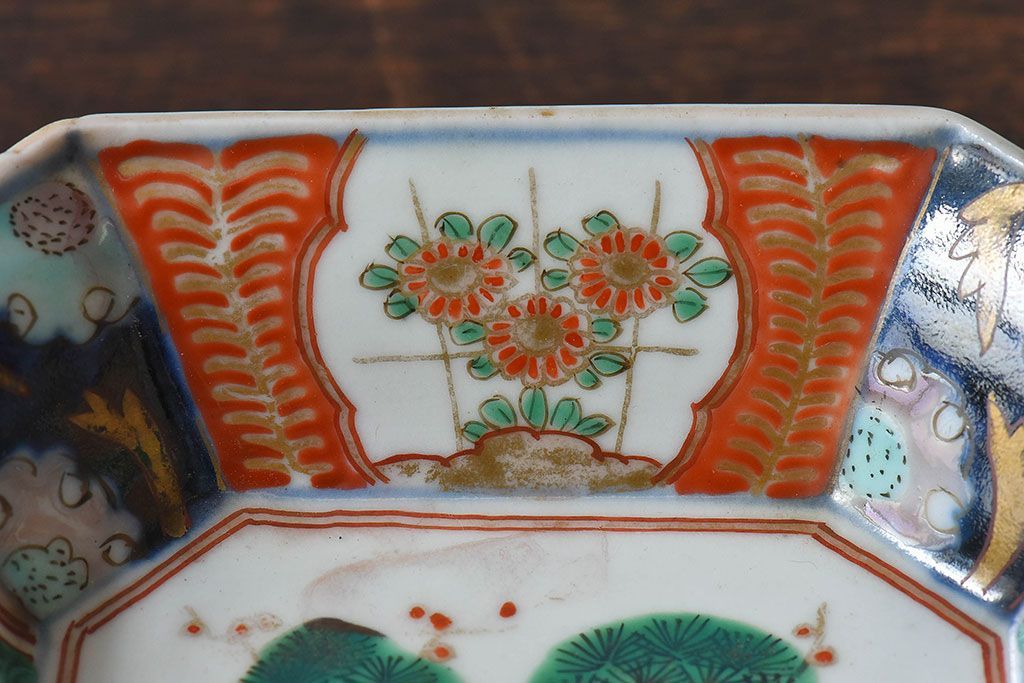 古民具・骨董　幕末明治期　色絵向付(伊万里)2枚セット