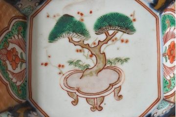 古民具・骨董　幕末明治期　色絵向付(伊万里)2枚セット