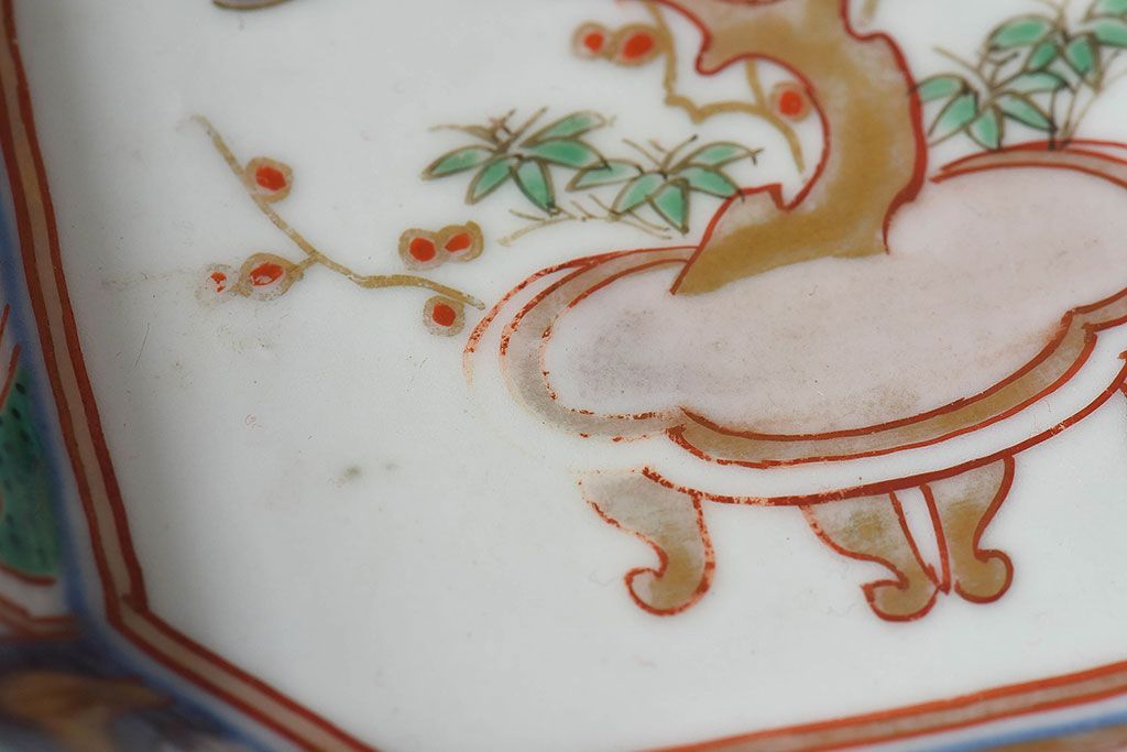 古民具・骨董　幕末明治期　色絵向付(伊万里)2枚セット