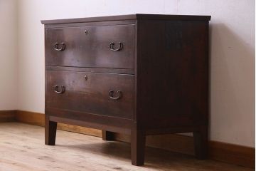 アンティーク家具　和製アンティーク　前面ケヤキ材!美しい漆塗りの時代箪笥ローボード(引き出し、テレビ台)