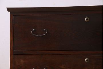 アンティーク家具　和製アンティーク　前面ケヤキ材!美しい漆塗りの時代箪笥ローボード(引き出し、テレビ台)