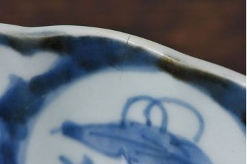 古民具・骨董　江戸期　染付　巾着文　なます皿3枚セット