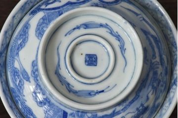 アンティーク雑貨　古民具・骨董　明治〜大正期　印判蓋茶碗2客セット(1)