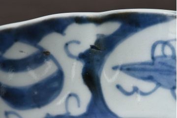 古民具・骨董　江戸期　染付　巾着文　なます皿2枚セット