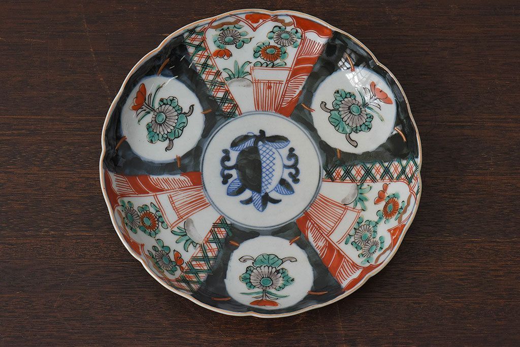 アンティーク雑貨　古民具・骨董　明治期　伊万里　錦手八寸皿