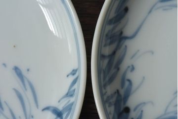 アンティーク雑貨　古民具・骨董　明治〜大正期　柳に燕文　染付皿3枚セット(1)