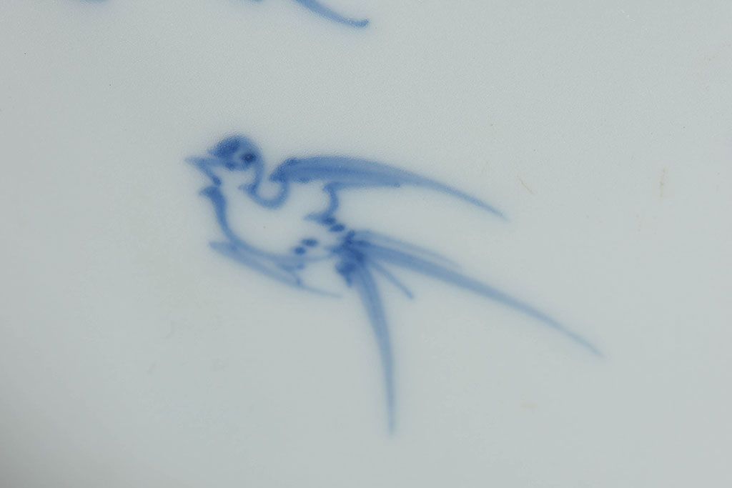 アンティーク雑貨　古民具・骨董　明治〜大正期　柳に燕文　染付皿3枚セット(1)