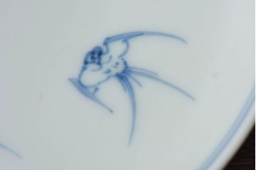 アンティーク雑貨　古民具・骨董　明治〜大正期　柳に燕文　染付皿3枚セット(1)