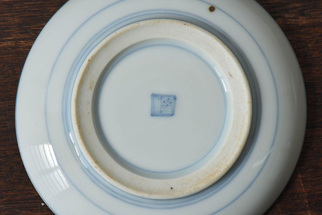 アンティーク雑貨　古民具・骨董　明治〜大正期　柳に燕文　染付皿3枚セット(1)