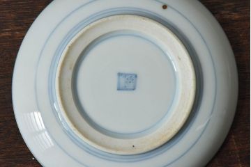 アンティーク雑貨　古民具・骨董　明治〜大正期　柳に燕文　染付皿3枚セット(1)