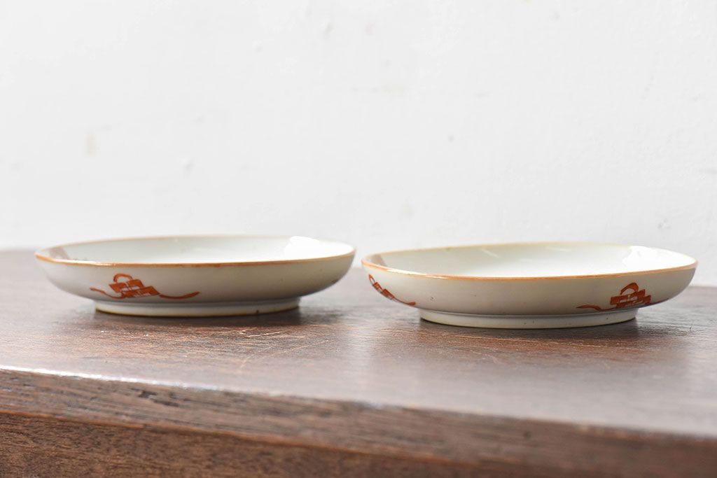 アンティーク雑貨　古民具・骨董　明治期　菖蒲文五寸皿2枚セット(2)