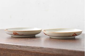 アンティーク雑貨　古民具・骨董　明治期　菖蒲文五寸皿2枚セット(2)