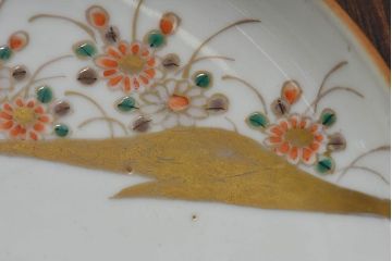 アンティーク雑貨　古民具・骨董　明治期　菖蒲文五寸皿2枚セット(2)