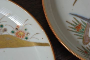 アンティーク雑貨　古民具・骨董　明治期　菖蒲文五寸皿2枚セット(2)