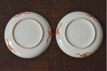 アンティーク雑貨　古民具・骨董　明治期　菖蒲文五寸皿2枚セット(2)