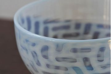 アンティーク雑貨　大正時代　籠目文　碗型氷コップ(和ガラス)