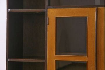 レトロ家具　レトロ　シックな色合いが魅力的な本箱(ブックケース、収納棚、戸棚、食器棚)