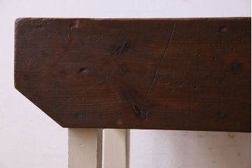 アンティーク雑貨　ペイント家具　小学校で使われていた小振りなアンティークデスク(机、在宅ワーク、在宅用サイドテーブル、花台)
