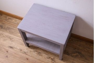 ペイント家具　キャスター付き!シンプルなサイドテーブル(花台)