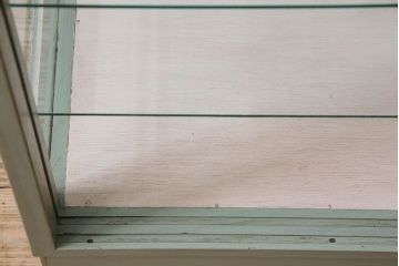 ペイント家具　4面ガラス!落ち着きのある色合いの小振りなガラスケース(ガラスケース・ショーケース)