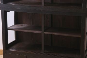 アンティーク家具　和製アンティーク　三方ガラス!シックな色合いが素敵な重ね収納棚(戸棚、食器棚、ガラスケース、ショーケース)