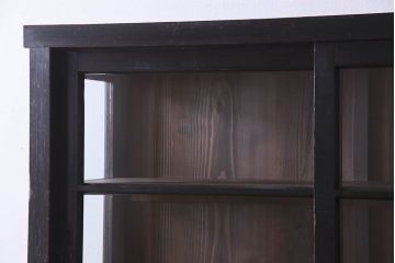 アンティーク家具　和製アンティーク　三方ガラス!シックな色合いが素敵な重ね収納棚(戸棚、食器棚、ガラスケース、ショーケース)