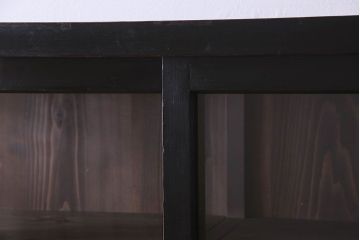 アンティーク家具　和製アンティーク　三方ガラス!シックな色合いが素敵な重ね収納棚(戸棚、食器棚、ガラスケース、ショーケース)