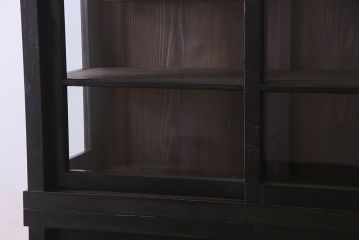 アンティーク家具　和製アンティーク　三方ガラス!シックな色合いが素敵な重ね収納棚(戸棚、食器棚、ガラスケース、ショーケース)