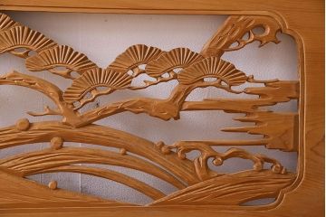古民具・骨董　特大　亀の彫刻　欄間(透かし彫り)