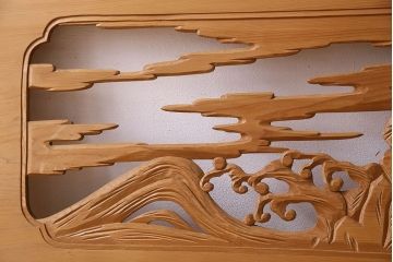 古民具・骨董　特大　亀の彫刻　欄間(透かし彫り)