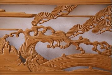 古民具・骨董　特大　亀の彫刻　欄間(透かし彫り)