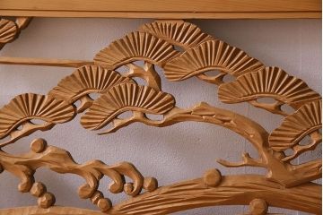 古民具・骨董　特大　亀の彫刻　欄間(透かし彫り)