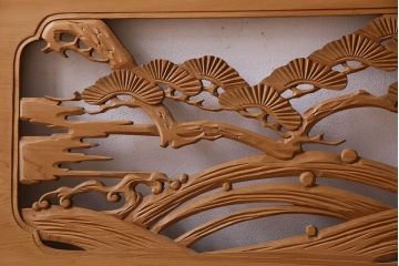 古民具・骨董　特大　亀の彫刻　欄間(透かし彫り)