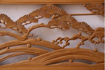 古民具・骨董　特大　亀の彫刻　欄間(透かし彫り)