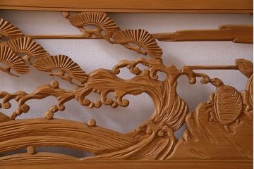 古民具・骨董　特大　亀の彫刻　欄間(透かし彫り)