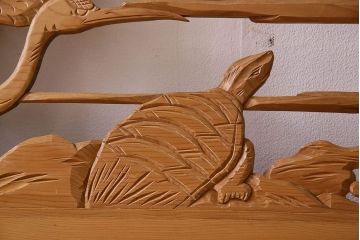 古民具・骨董　特大　鶴の彫刻　欄間(透かし彫り)