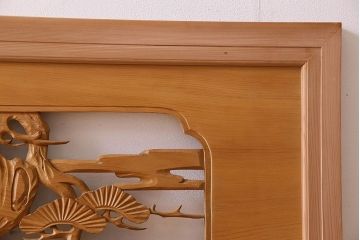 古民具・骨董　特大　鶴の彫刻　欄間(透かし彫り)