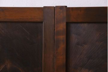古民具・骨董　杢目が美しい　杉材一枚板の板戸2枚(窓)(1)