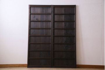 古民具・骨董　和モダンな横桟板戸(舞良戸)2枚セット