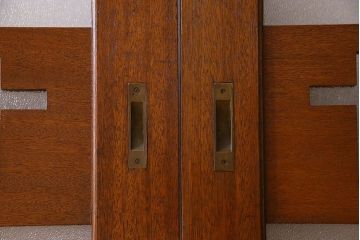 昭和レトロ　特大　教会で使われていたガラス引き戸(ガラス戸)2枚セット(3)