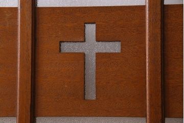 昭和レトロ　特大　教会で使われていたガラス引き戸(ガラス戸)2枚セット(3)